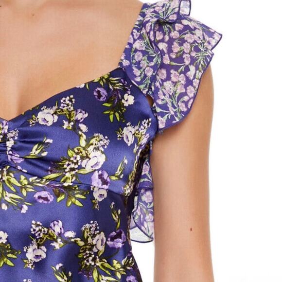 NWT Forever 21 Tiered Purple Floral Print Mini Dress. Size XL - Picture 5 of 13